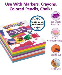 Alternative view of Colorations Construction Paper for Kids - 7 Bright Colors - 600 Bulk Sheets of 9X12 - Assorted Pack of Heavy-Duty Craft Paper. Bulk School Supplies